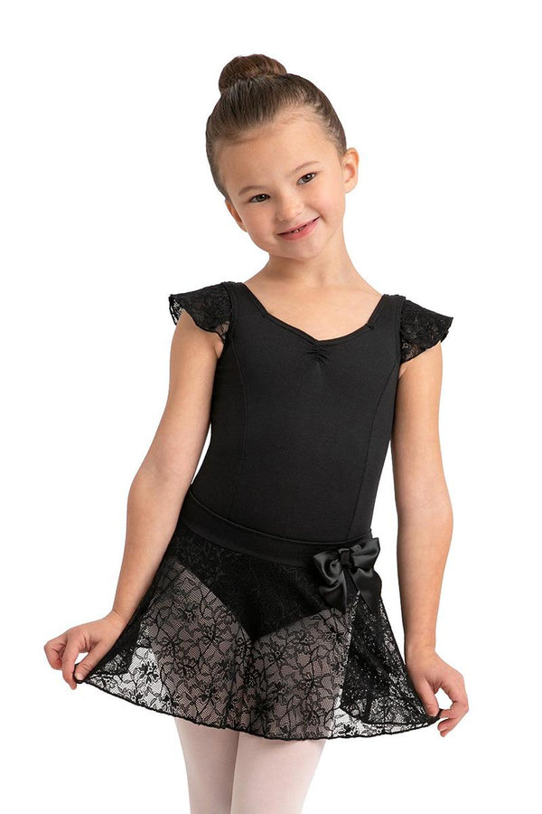 Capezio Floral Lace Satin Bow Pull-On Skirt Child 11725C