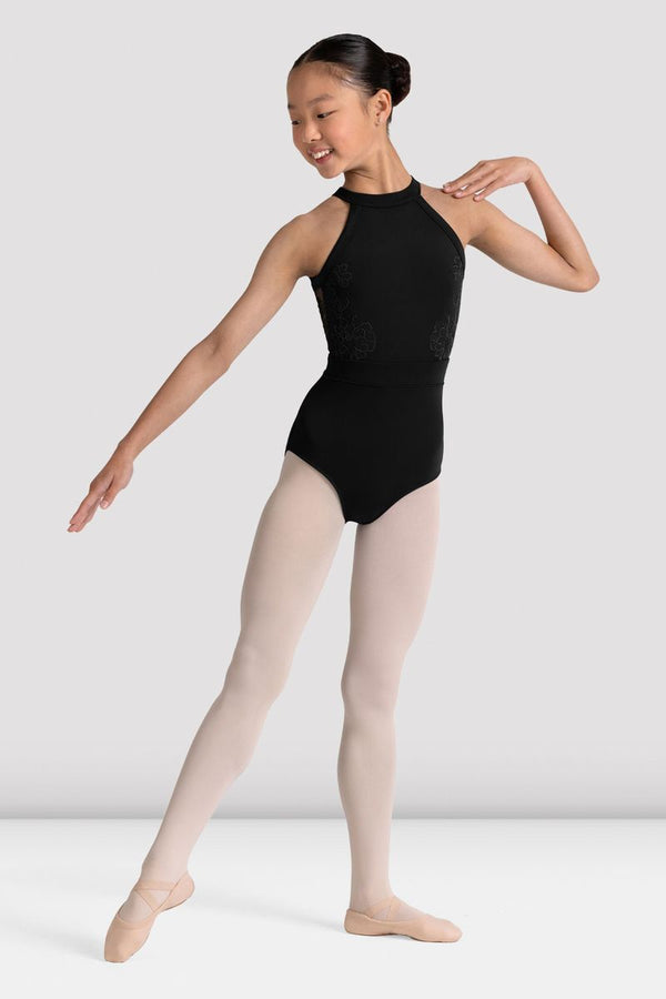 Bloch Camellia Kiki Floral Mesh Back Halterneck Bodysuit Child CL40003
