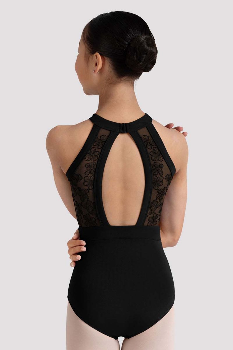 Bloch Camellia Kiki Floral Mesh Back Halterneck Bodysuit Child CL40003