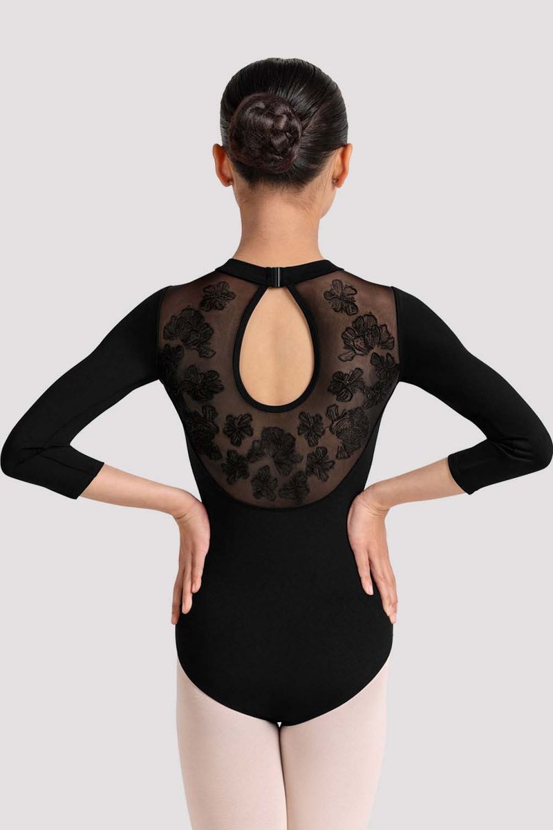 Bloch Camellia Judy Mesh Back 3/4 Sleeve Bodysuit Child CL60002