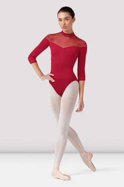 Bloch Camellia Calista High Neck 3/4 Sleeve Bodysuit Adult L60001