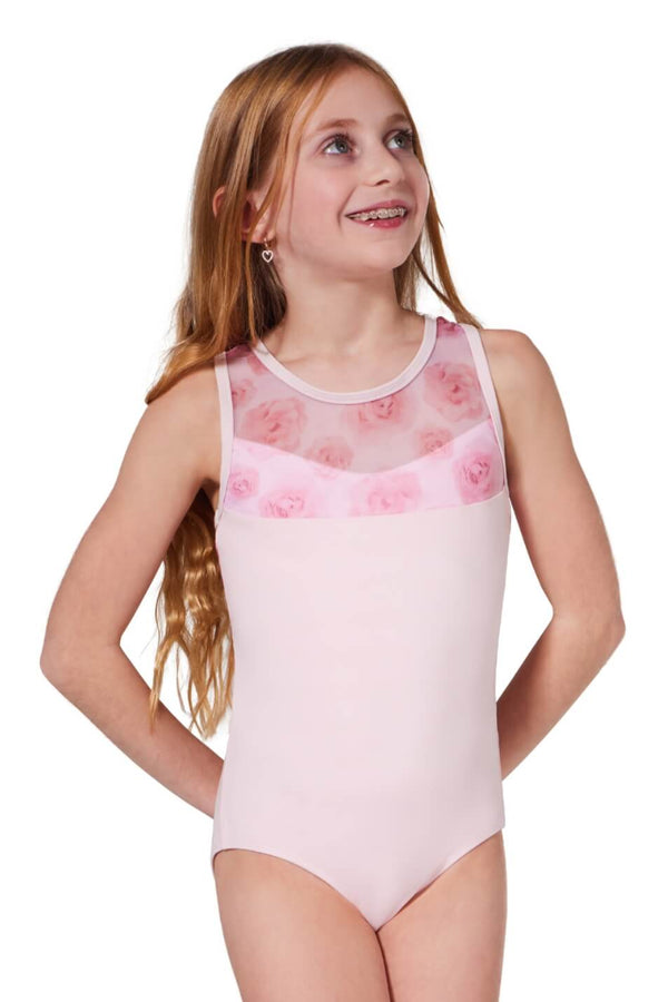 Capezio Coming Up Roses Petal Cross Back Tank Bodysuit Child F12431C