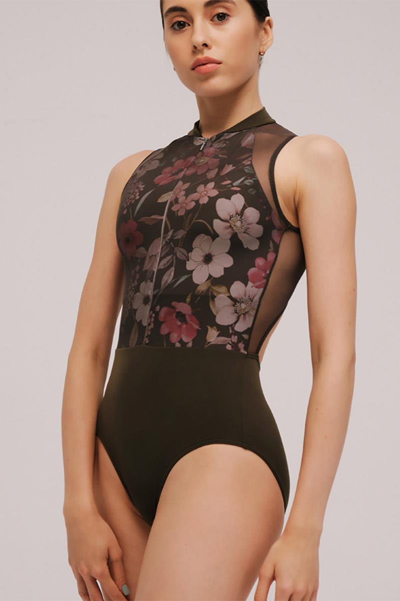Grishko Rebecca High Neck Floral Print Sleeveless Bodysuit Adult DA4036MP