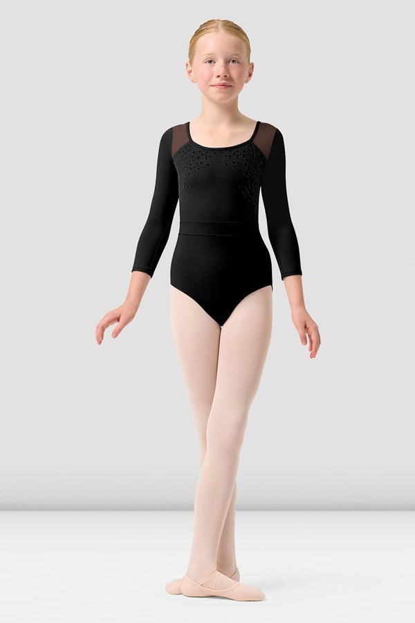 Bloch Dara Mesh Back ¾ Sleeve Bodysuit Child CL0506