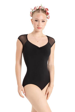 Capezio Wildflower Daisy Mesh Cap Sleeve Bodysuit Adult 12089W