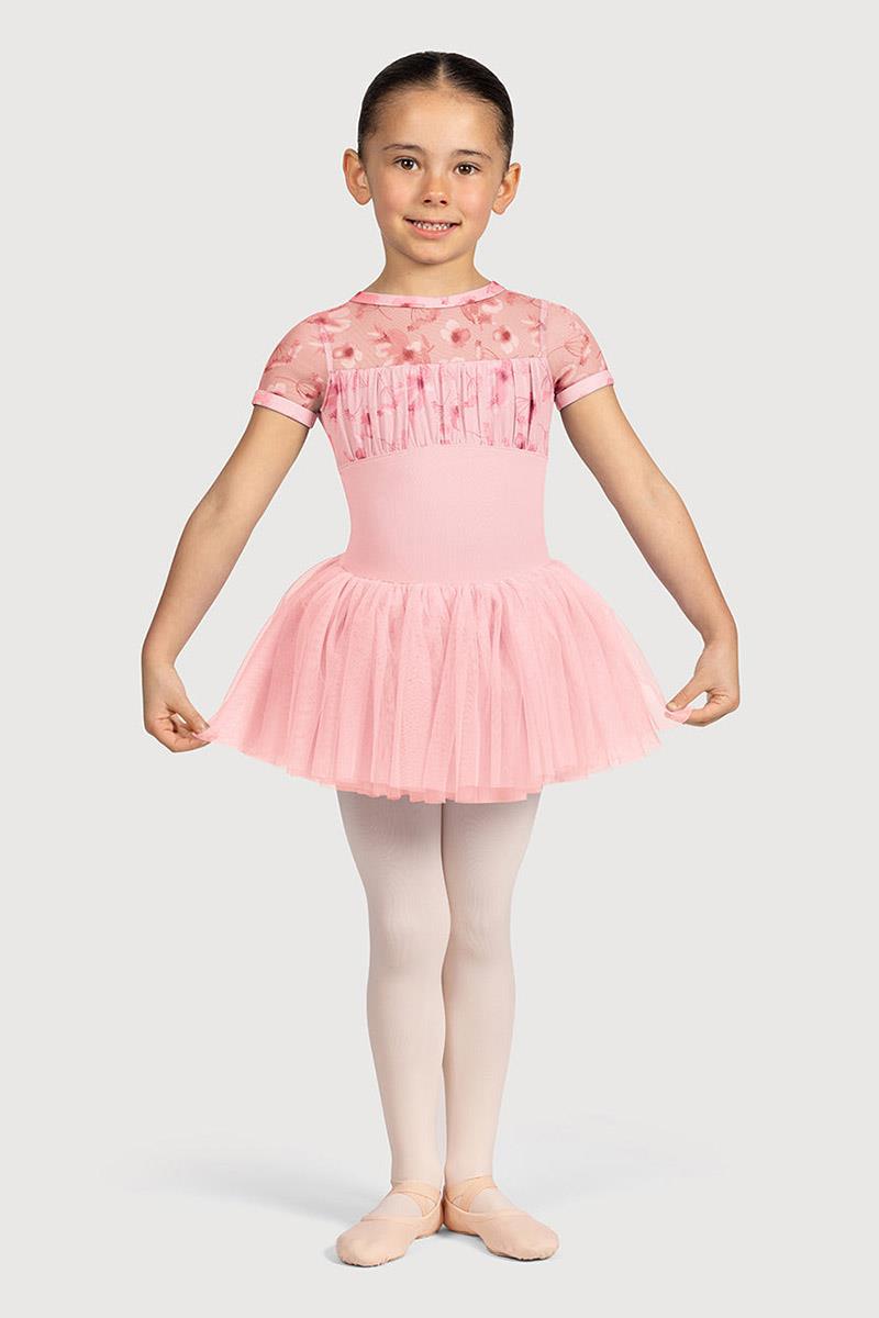 Bloch Petal Belle Floral Mesh Cap Sleeve Tutu Bodysuit Child CL4282