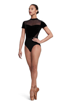 Bloch Gia Velvet High Neck Cap Sleeve Bodysuit Adult L5272