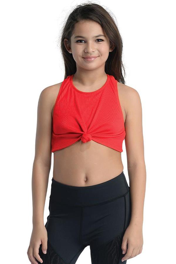 DanzNMotion Ribbed Tie Knot Crop Top Child 20302C