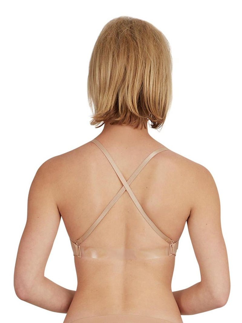 GENNISSY Professional Dance Bra with Clear Strap and Back Nude