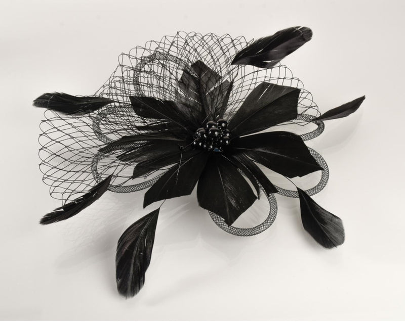 FH2 Black Feather Hair Corsage FC0501