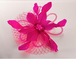 FH2 Hot Pink Feather Hair Corsage FC0503