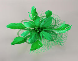 FH2 Green Feather Hair Corsage FC0505