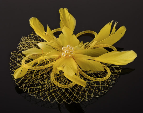 FH2 Yellow Feather Hair Corsage FC0506