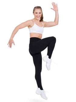 Leggings calf length dance fitness gym wear matt black lycra