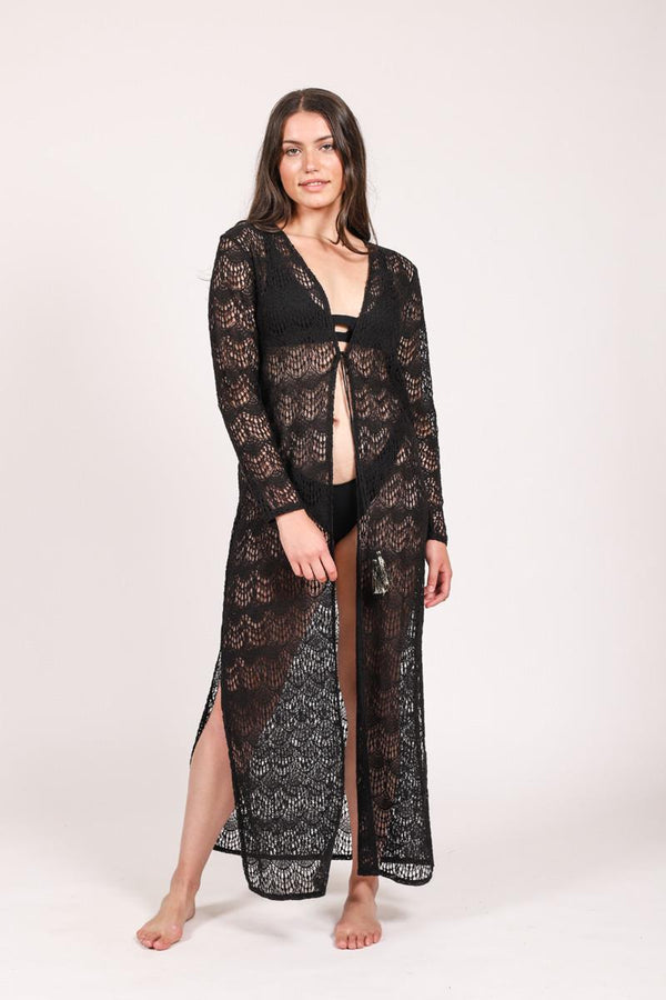 Koy Resort Flamenco Scalloped Lace Full Length Cardigan Adult K2164