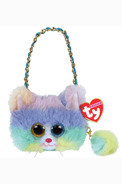 TY Fashion Heather Rainbow Cat Mini Purse 95217