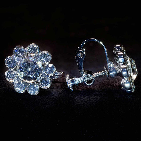 Kissed By Glitter Crystal Flower 19mm Clip-On Earring SS006